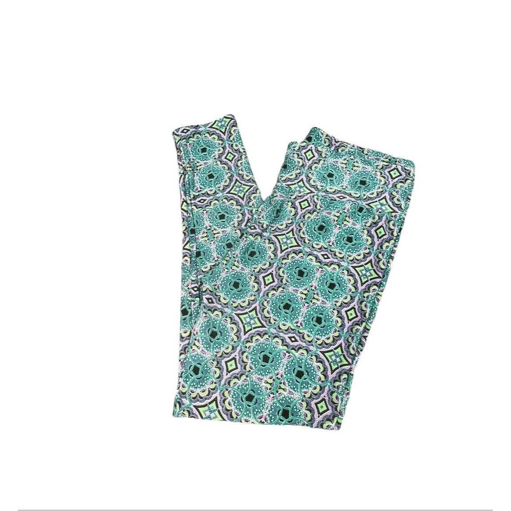 Lularoe Leggings Tall and Curvy Women Green Floral Athleisure Yoga‎ 32x27